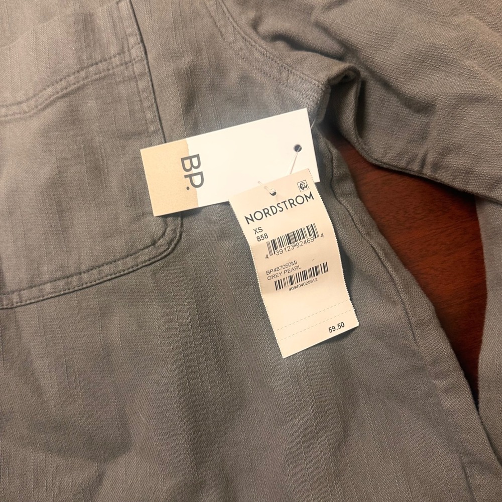 BP Nordstrom Grey Pearl Long Sleeve Shirt Womens XS Button Up Top Thick Warm NWT - Picture 4 of 8